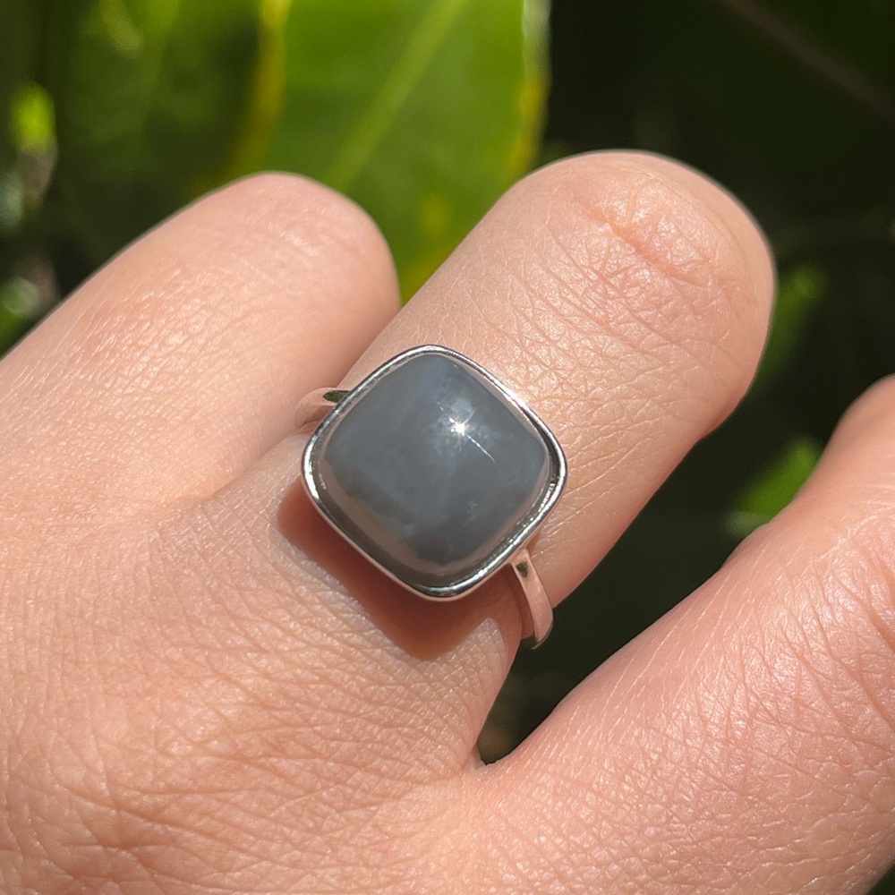 Sterling silver free size‎ jade ring